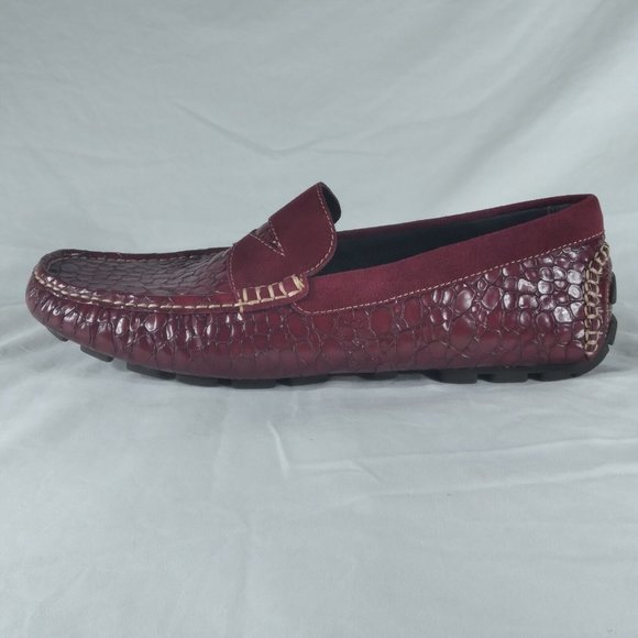 NWOB Donald J Pliner Mens Size 9M DEKEL Croc Print Leather & Suede Driving Shoes - Picture 7 of 11